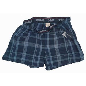 NEW Polo Ralph Lauren Boxer Shorts Underwear! XL  Blue Plaid  Polo Waistband